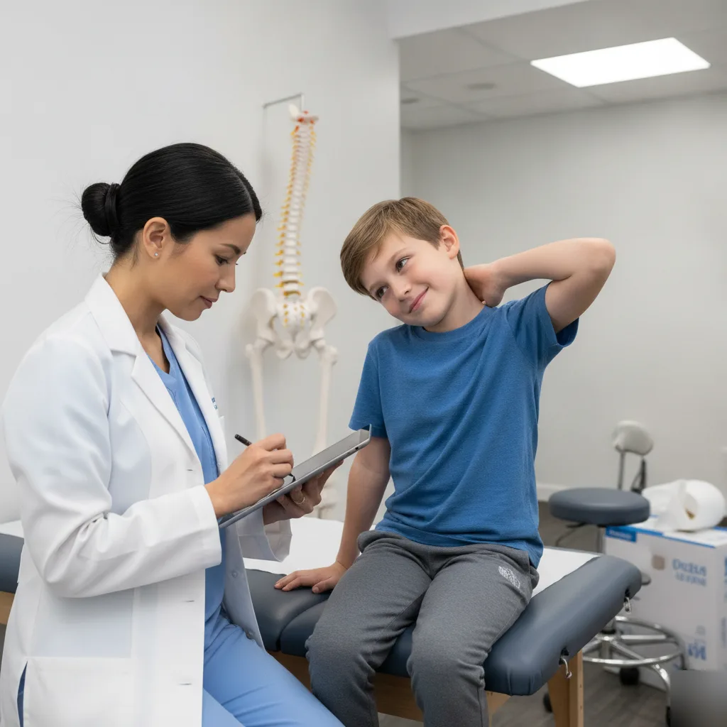 Doctor using light hands-on contact on a relaxed toddler's back during a low-force pediatric chiropractic session